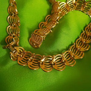 Napier Filigree Articulated Textured Gold Tone Link Choker Necklace