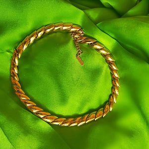 Napier Textured High Polished Gold Tone Link Choker Necklace