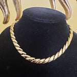Napier Textured High Polished Gold Tone Link Choker Necklace