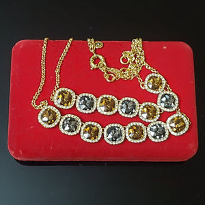 Stunning Smokey Quartz Crystal Gold Plated Double Strand Necklace