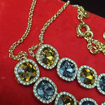 Stunning Smokey Quartz Crystal Gold Plated Double Strand Necklace