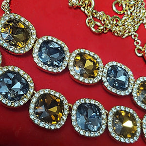 Stunning Smokey Quartz Crystal Gold Plated Double Strand Necklace