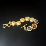 Stunning Smokey Quartz Crystal Gold Plated Bracelet Fits up to 6.5" to 8" Wrist