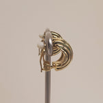 Beautiful Black Strip Enamel Zircon Crystal Gold Tone Petite Clip On Stud Earrings