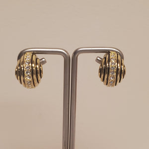 Beautiful Black Strip Enamel Zircon Crystal Gold Tone Petite Clip On Stud Earrings