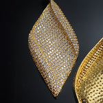 Stunning! Teardrop 18K Yellow Gold Plated Pave Stones Earrings - Couture, Bridal Earrings, Wedding Statement Earrings