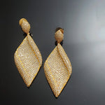 Stunning! Teardrop 18K Yellow Gold Plated Pave Stones Earrings - Couture, Bridal Earrings, Wedding Statement Earrings