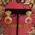 Stunning Etruscan MILOR Italy Gold Vermeil Quartz Drop Earrings 18K Gold Over 925 Sterling