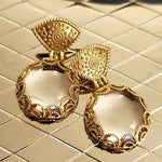 Stunning Etruscan MILOR Italy Gold Vermeil Quartz Drop Earrings 18K Gold Over 925 Sterling