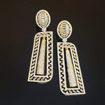 18K Yellow Gold Plated Pave Illusion Baguettes Earrings - Couture, Bridal Earrings, Wedding Statement Earrings Active