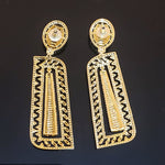 18K Yellow Gold Plated Pave Illusion Baguettes Earrings - Couture, Bridal Earrings, Wedding Statement Earrings Active