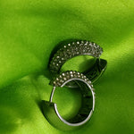 BRIGHTON Hematite Black Clear Pave Crystals Hoops, Brides Earrings, Wedding