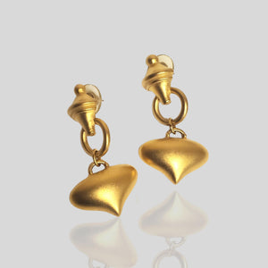 Heart Dangle Drop Gold Plated Vintage Earrings By Profile