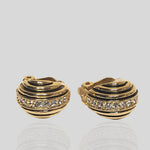 Beautiful Black Strip Enamel Zircon Crystal Gold Tone Petite Clip On Stud Earrings