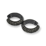 BRIGHTON Hematite Black Clear Pave Crystals Hoops, Brides Earrings, Wedding