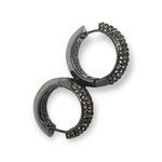 BRIGHTON Hematite Black Clear Pave Crystals Hoops, Brides Earrings, Wedding