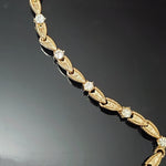 CORO Gold Plated Rhinestone Tennis Choker Necklace, Drop Dangle Vintage Necklace