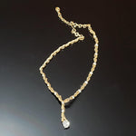 CORO Gold Plated Rhinestone Tennis Choker Necklace, Drop Dangle Vintage Necklace