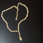 CORO Gold Plated Rhinestone Tennis Choker Necklace, Drop Dangle Vintage Necklace