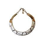 Fantastic ESSEX White Enamel Gold Plated Leopard Style Choker Chunky Collar Necklace