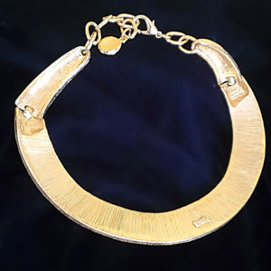 Fantastic ESSEX White Enamel Gold Plated Leopard Style Choker Chunky Collar Necklace
