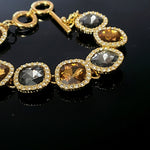 Stunning Smokey Quartz Crystal Gold Plated Bracelet Fits up to 6.5" to 8" Wrist