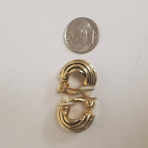 Beautiful Black Strip Enamel Zircon Crystal Gold Tone Petite Clip On Stud Earrings
