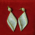 Stunning! Teardrop 18K Yellow Gold Plated Pave Stones Earrings - Couture, Bridal Earrings, Wedding Statement Earrings