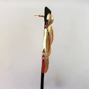 Stunning! Teardrop 18K Yellow Gold Plated Pave Stones Earrings - Couture, Bridal Earrings, Wedding Statement Earrings