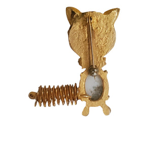 Cute Wire Wrapped Faux Turquoise Belly Cat Pin