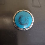 Large Faux Turquoise Silvertone Clip On Vintage Earrings