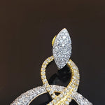 18K White Yellow Gold Plated Pave Illusion Stones Dangling Drop Earrings, Wedding Earrings, Runway, Couture Active