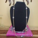 Beautiful 36" Seed Pearl Grey Bead Gold Plated Chunky Cable Link Chain By J Crew