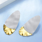 White Enamel Yellow Gold Plated Drop Dangle Earrings Street Style, Summer Spring Earrings