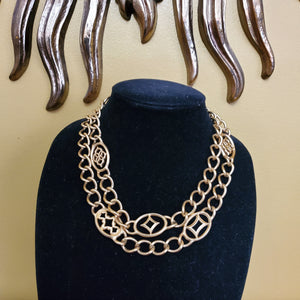 Gorgeous 38" MONET Chunky Open Link Station Gold Plated Necklace, Couture, Statement Jewelry