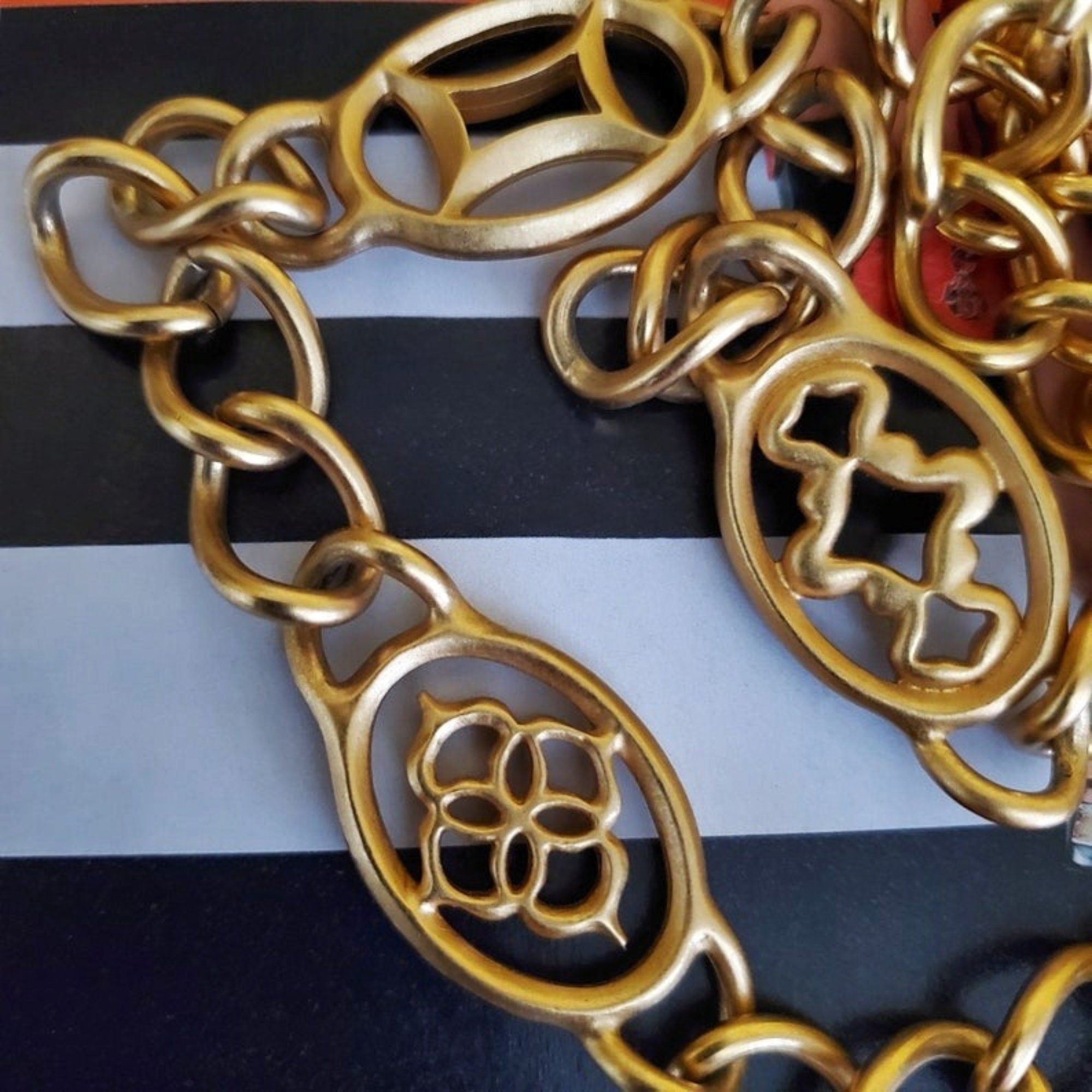 Gorgeous 38" MONET Chunky Open Link Station Gold Plated Necklace, Couture, Statement Jewelry