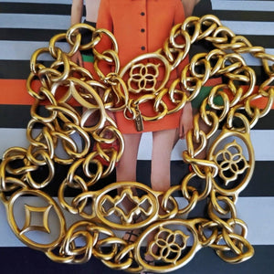 Gorgeous 38" MONET Chunky Open Link Station Gold Plated Necklace, Couture, Statement Jewelry
