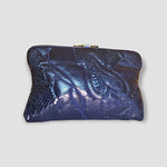 CARLO FIORI Navy Leather Skin Clutch Removeable Chain Shoulder Handbag Made In Italy