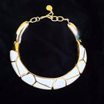 Fantastic ESSEX White Enamel Gold Plated Leopard Style Choker Chunky Collar Necklace