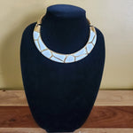 Fantastic ESSEX White Enamel Gold Plated Leopard Style Choker Chunky Collar Necklace