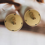 Statement Large Handpainted Diamond Design Gold Nude Clip On Earrings