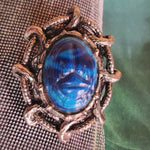 BLUE SCARAB Beetle Eyptian Revival Silvertone Clip On earrings, Beetle Egyptian Earrings