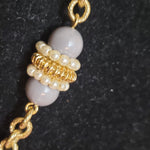 Beautiful 36" Seed Pearl Grey Bead Gold Plated Chunky Cable Link Chain By J Crew