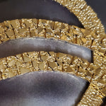 Chic Nugget Textured Gold Tone Serpentine Necklace, Chunky Couture Necklace