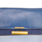 Reed Krakoff T-Pin Blue Color Block Clutch Shoulder Crossbody Removable Gold Brass Chai
