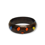 Cool Lacquered Abstracted Painted Wood Vintage Bangle Bracelet Fits up to 7"