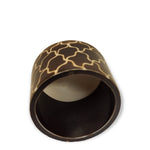 Brown Cream Resin distressed Abstract Wide Chunky Bangle Bracelet