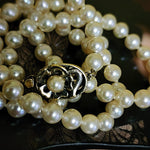 Metall Classic String Faux Pearl Sterling Silver 6MM NecklaceVintage Necklace