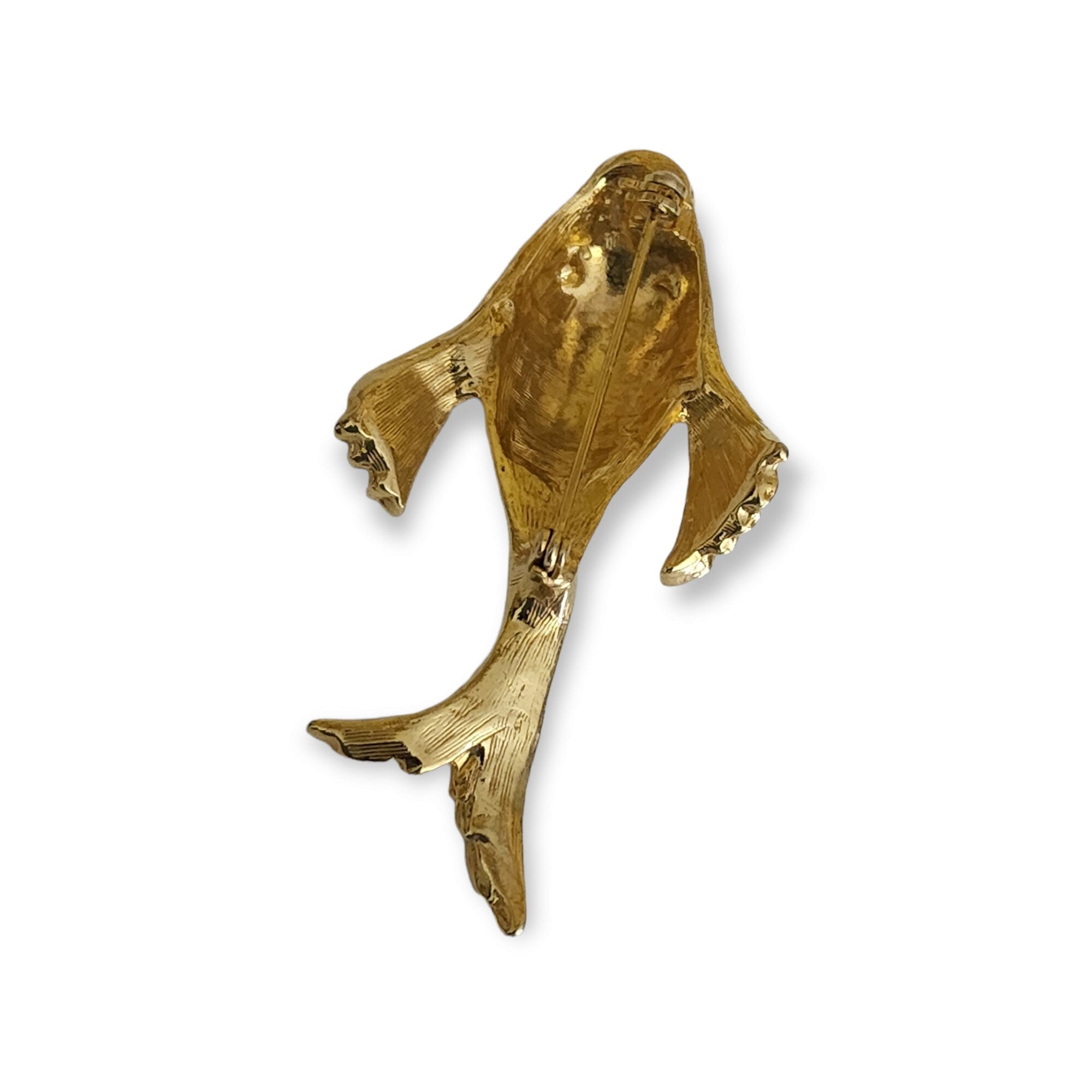 Koi Fish Clear Rhinestones Gold Tone Brooch Pin, Gold Fish Pin