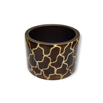 Brown Cream Resin distressed Abstract Wide Chunky Bangle Bracelet